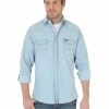 Men * | New Wrangler Men'S Solid Cowboy Cut Long Sleeve Western Shirt