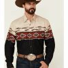 Men * | Hot Sell Roper Men'S Open Range Southwestern Border Print Long Sleeve Snap Western Shirt