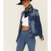 Women * | Discount Shyanne Women'S Henderson Medium Wash Scoop Pocket Button-Down Denim Jacket