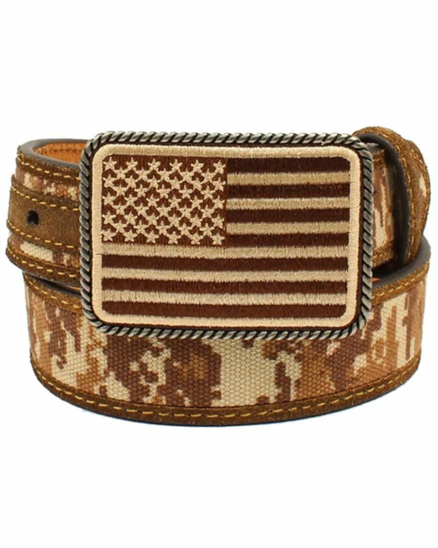 Kids * | Hot Sell Ariat Boys' Digital Camo Flag Western Belt