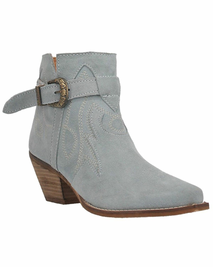 Women * | Cheap Dingo Women'S Easy Does It Blue Leather Western Booties Snip Toe