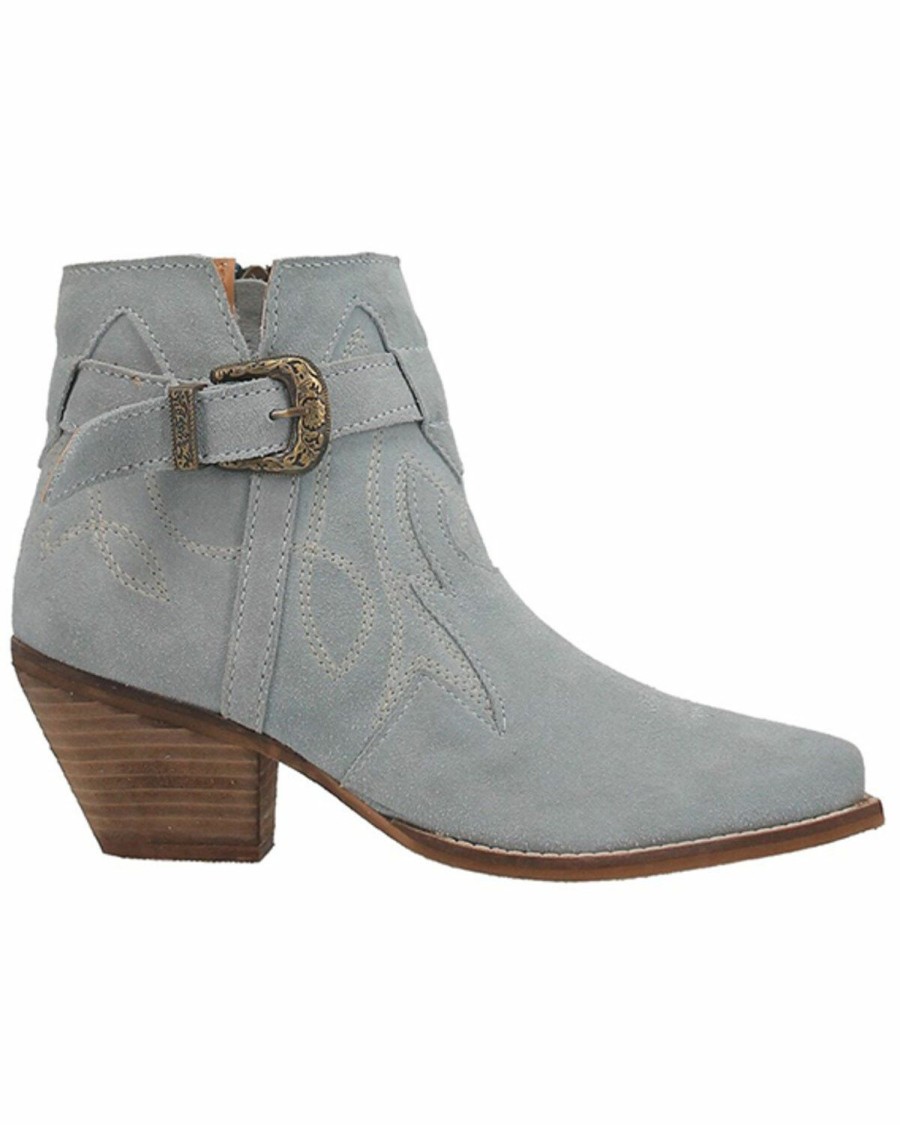 Women * | Cheap Dingo Women'S Easy Does It Blue Leather Western Booties Snip Toe