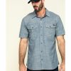 Men * | New Threads Hawx Men'S Rancho Chambray Solid Short Sleeve Work Shirt Tall