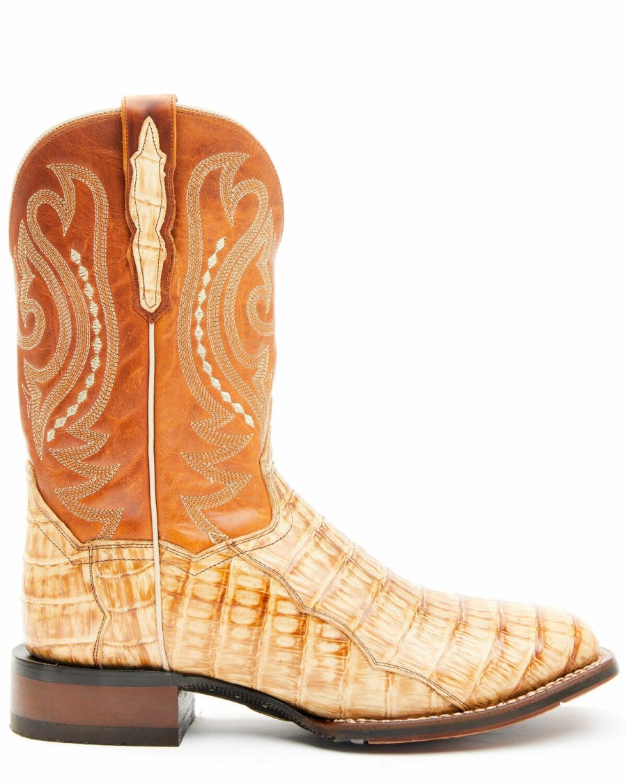 Men * | Best Sellers Dan Post Men'S Tan Caiman Belly Western Boots Square Toe