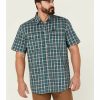 Men * | Sale Online Wrangler Atg Men'S All-Terrian Mix Material Small Plaid Short Sleeve Button-Down Western Shirt