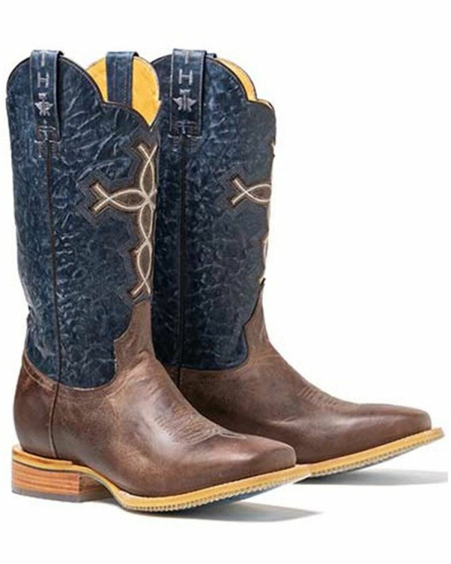 Men * | Bestsellers Tin Haul Men'S Ichtus Cross Western Boots Broad Square Toe