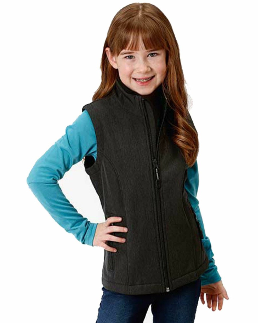 Kids * | Latest Roper Girls' Grey Softshell Fleece Vest