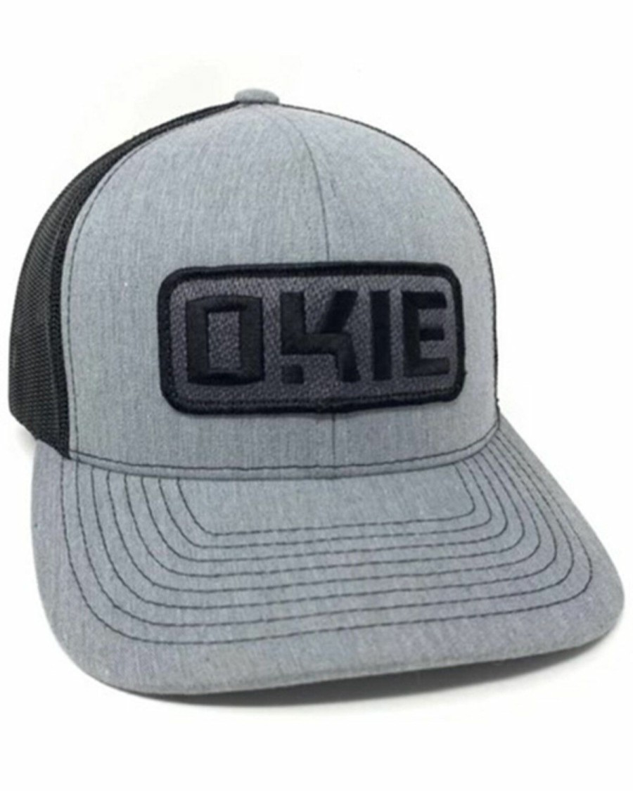 Men * | Premium Okie Men'S Grey & Black Tito Recreation Patch Mesh-Back Ball Cap