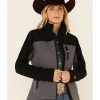 Women * | Unique Roper Women'S Grey & Black Contrast Fleece Zip-Front Softshell Jacket