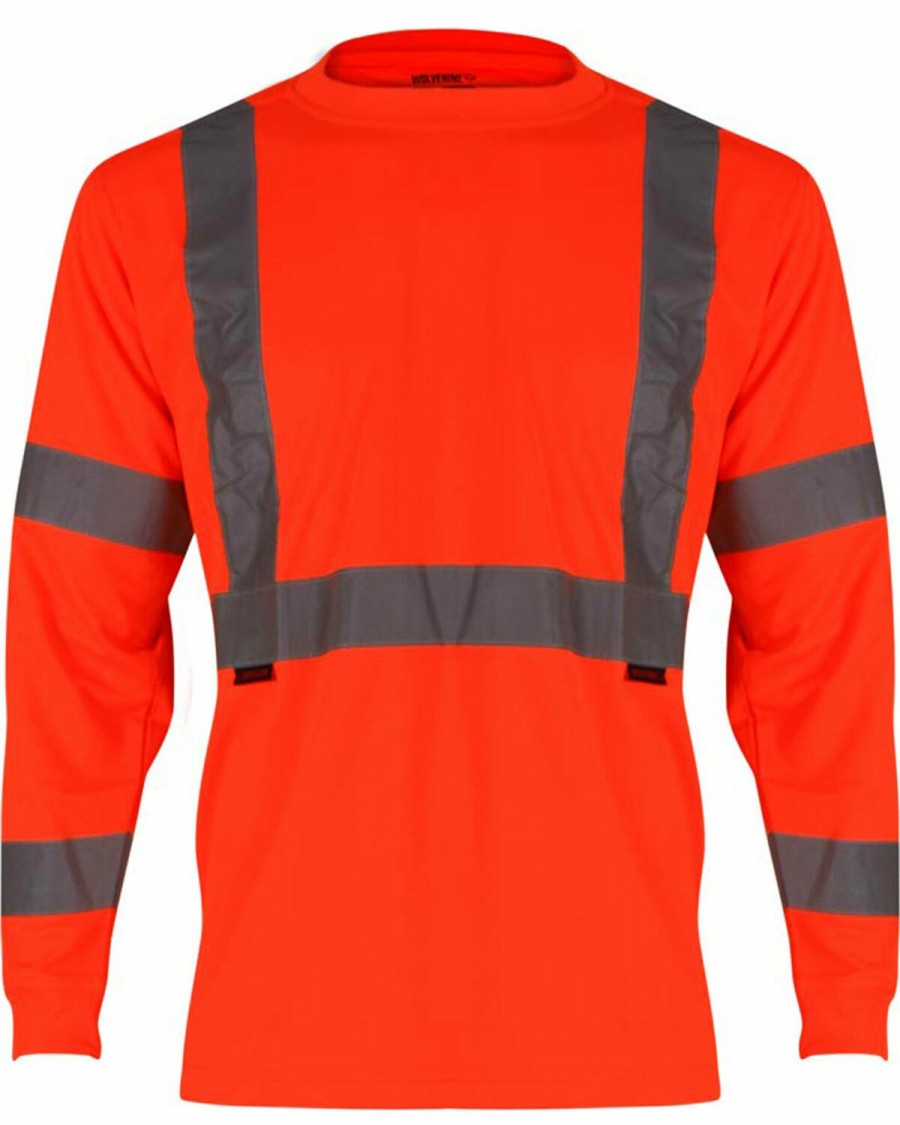 Men * | Official Wolverine Men'S High Visibility Reflective Long Sleeve Polyester T-Shirt