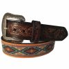 Men * | Hot Selling Roper Men'S Brown Leather Cutout Inlay-Ed Tooled Belt