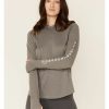 Women * | Cheap Wrangler Women'S Grey Long Sleeve Hooded Sun Shirt