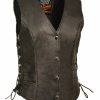 Women * | Official Milwaukee Leather Women'S Snap Front Vest With Thin Braid 3X