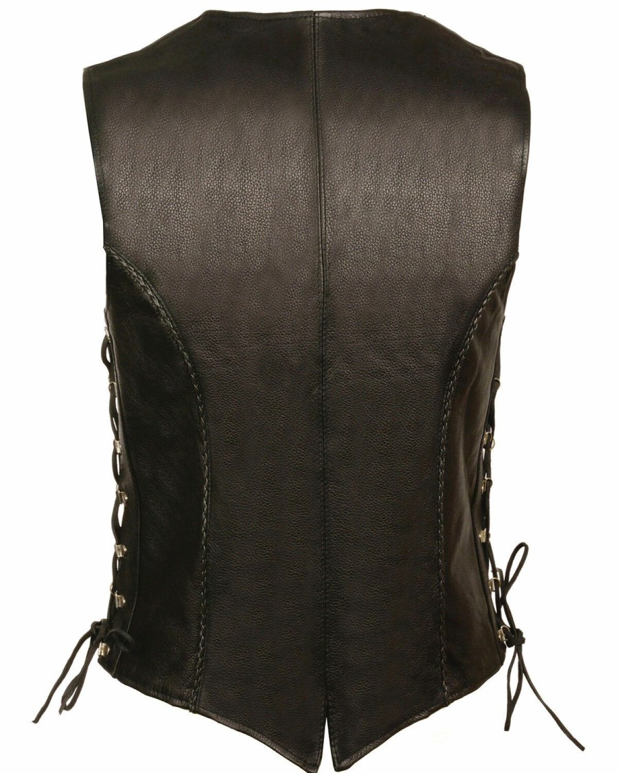 Women * | Official Milwaukee Leather Women'S Snap Front Vest With Thin Braid 3X