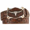 Men * | Sale Online Justin Men'S Floral Tooled Leather Belt