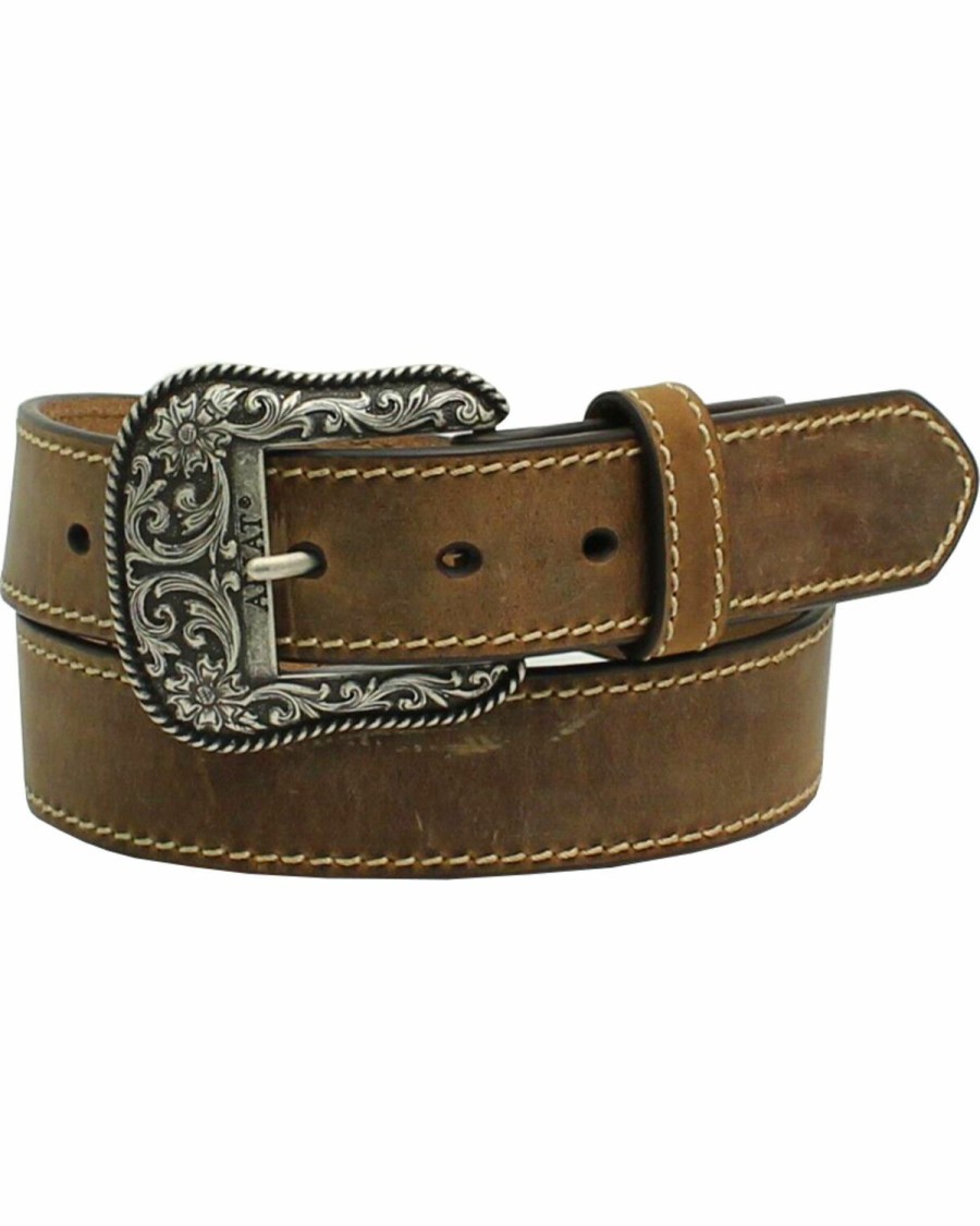 Women * | Hot Selling Ariat Women'S Leather Belt With Engraved Buckle