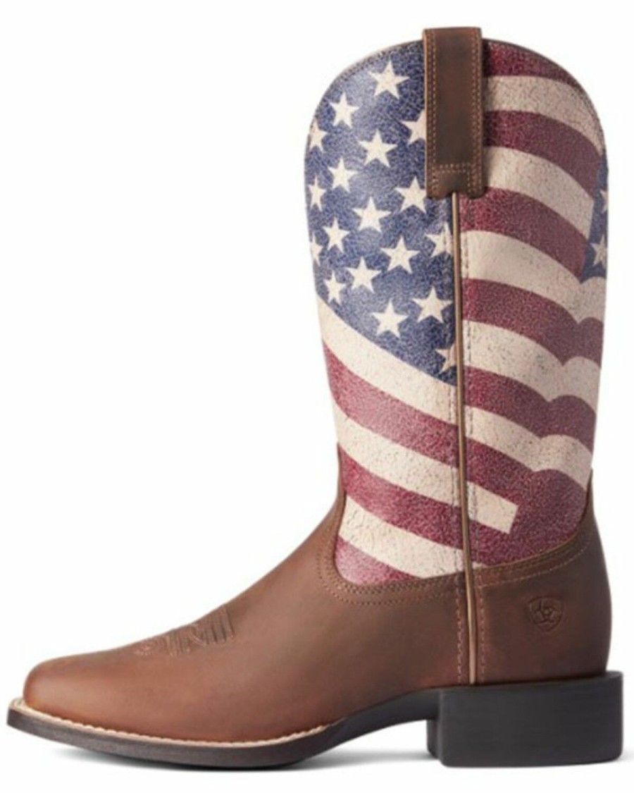 Women * | Sale Online Ariat Women'S Round Up Patriot Western Boots Square Toe