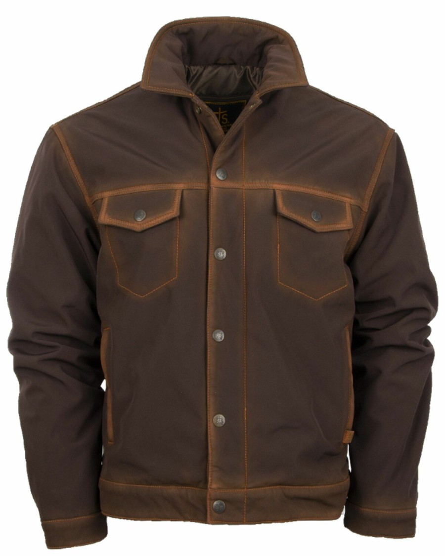 Men * | Sts Ranchwear By Carroll Sale Online Sts Ranchwear Men'S Denim Cut Brumby Brown Jacket