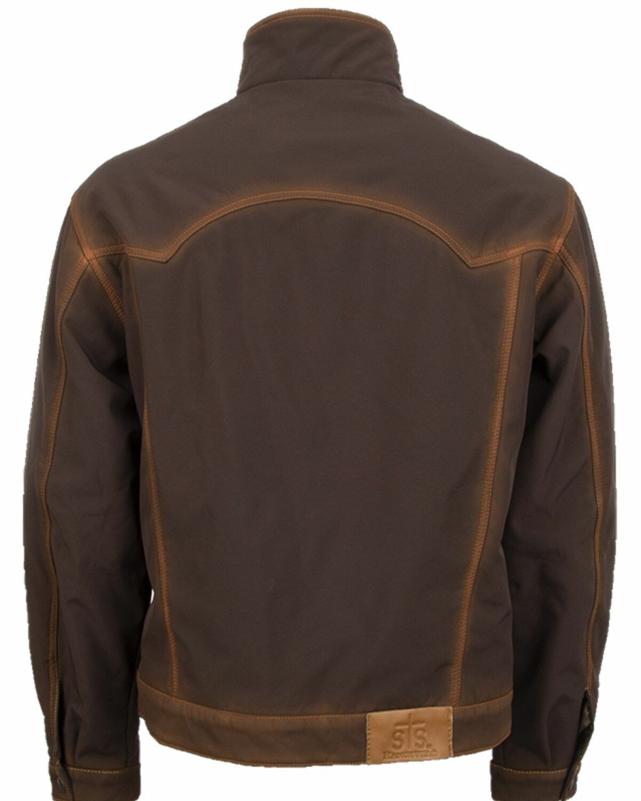 Men * | Sts Ranchwear By Carroll Sale Online Sts Ranchwear Men'S Denim Cut Brumby Brown Jacket