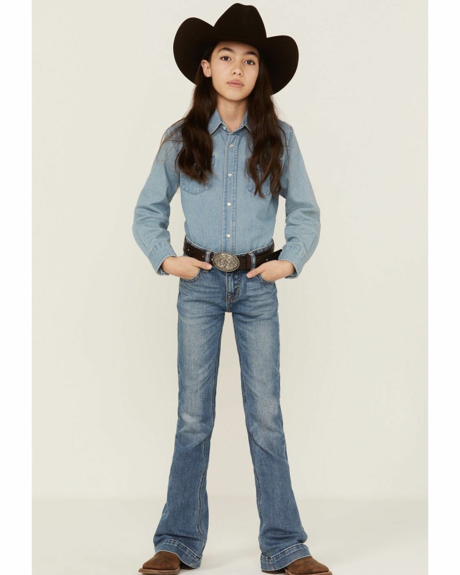 Kids * | New Rock & Roll Denim Girls' Embellished Pocket Bootcut Jeans