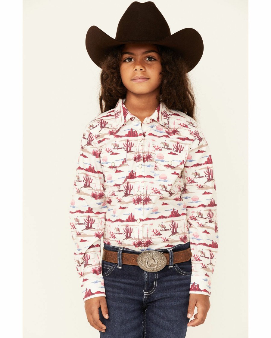 Kids * | Hot Selling Ariat Girls' R.E.A.L Yuma Landscape Print Long Sleeve Snap Western Shirt