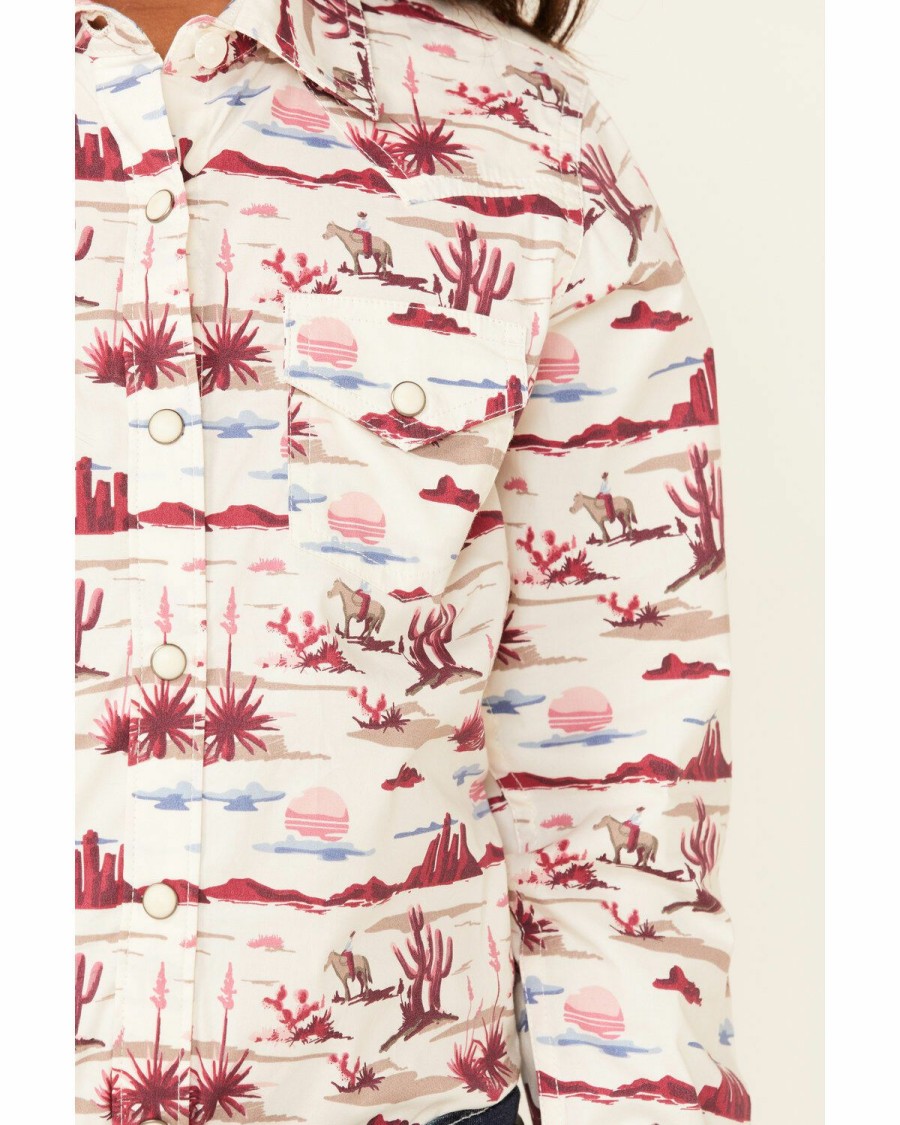 Kids * | Hot Selling Ariat Girls' R.E.A.L Yuma Landscape Print Long Sleeve Snap Western Shirt