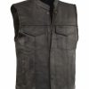 Men * | Best Sellers Milwaukee Leather Men'S Black Open Neck Club Style Vest Big 5X