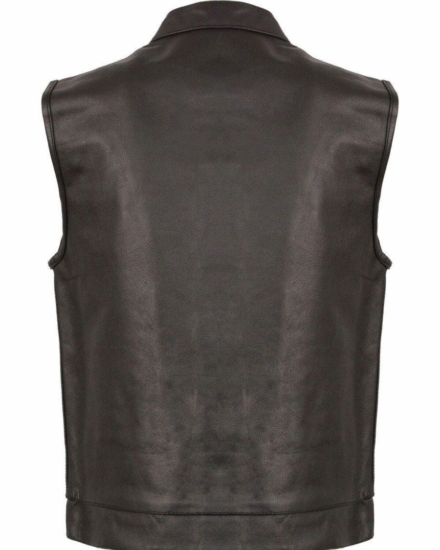 Men * | Best Sellers Milwaukee Leather Men'S Black Open Neck Club Style Vest Big 5X