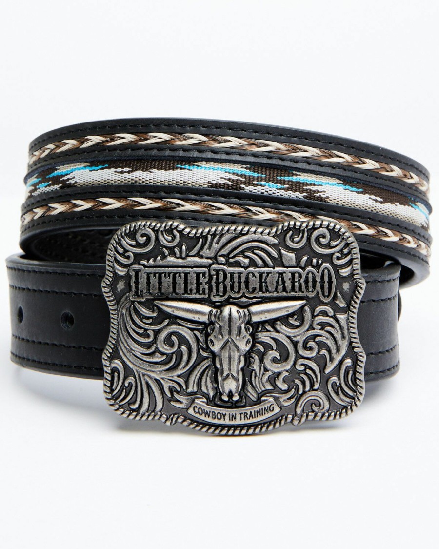 Kids * | Attractive Cody James Boys' Lil Buckaroo Black Ribbon Western Belt