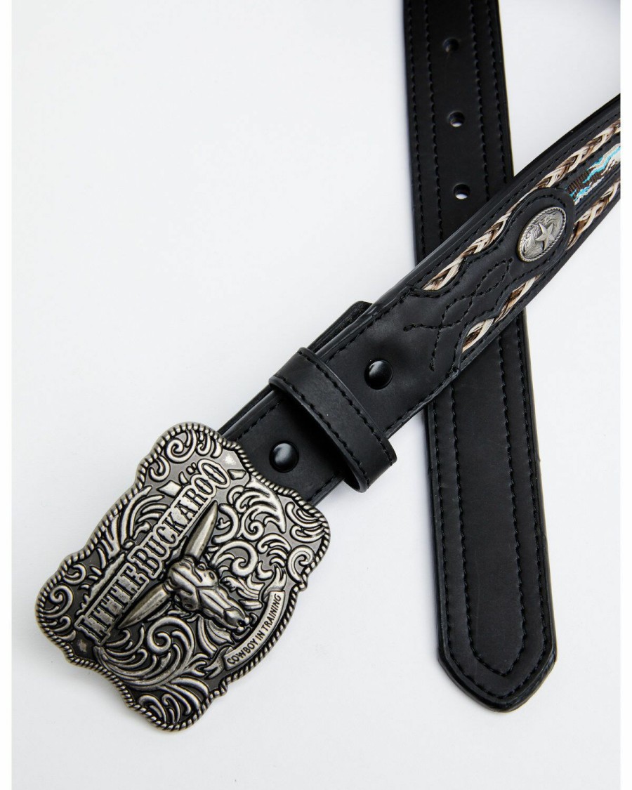 Kids * | Attractive Cody James Boys' Lil Buckaroo Black Ribbon Western Belt