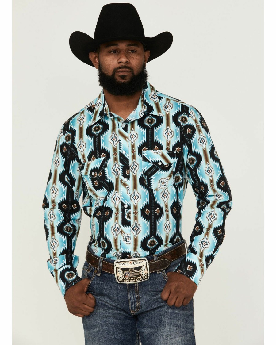 Men * | Special Offers Rock & Roll Denim Men'S Southwestern Print Western Shirt