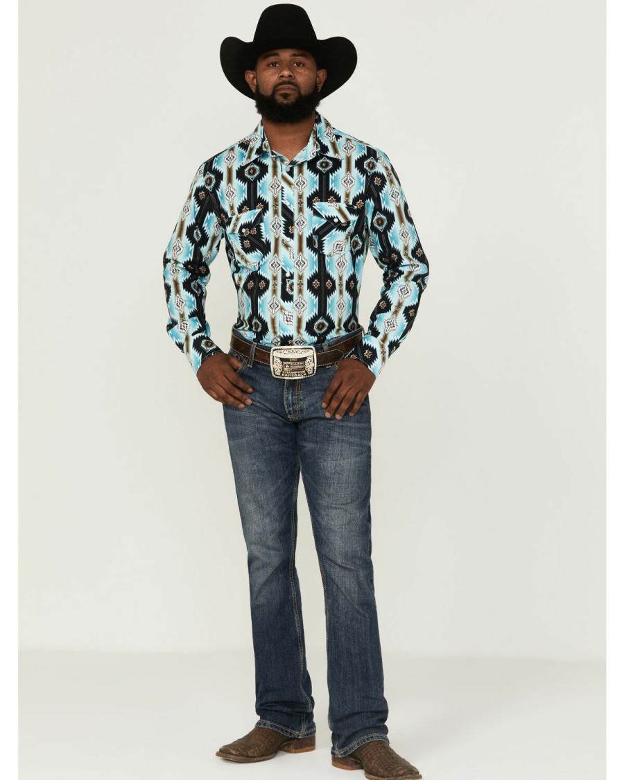 Men * | Special Offers Rock & Roll Denim Men'S Southwestern Print Western Shirt