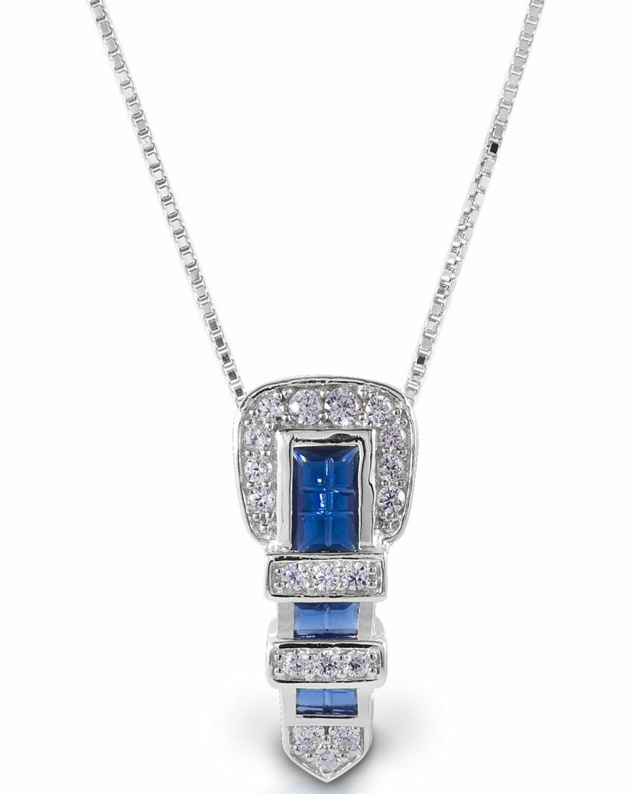 Women * | Attractive Kelly Herd Women'S Blue Ranger Style Buckle Pendant Necklace