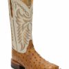 Men * | Cheap Justin Men'S Pascoe Full-Quill Ostrich Western Boots Wide Square Toe