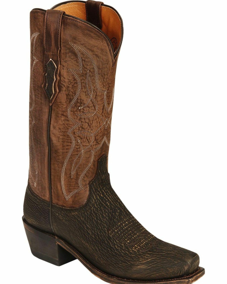 Men * | Unique Lucchese Handmade 1883 Carl Sanded Shark Cowboy Boots Square Toe