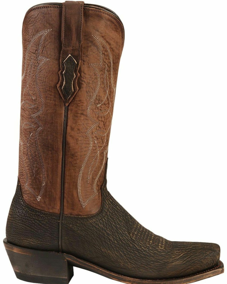 Men * | Unique Lucchese Handmade 1883 Carl Sanded Shark Cowboy Boots Square Toe