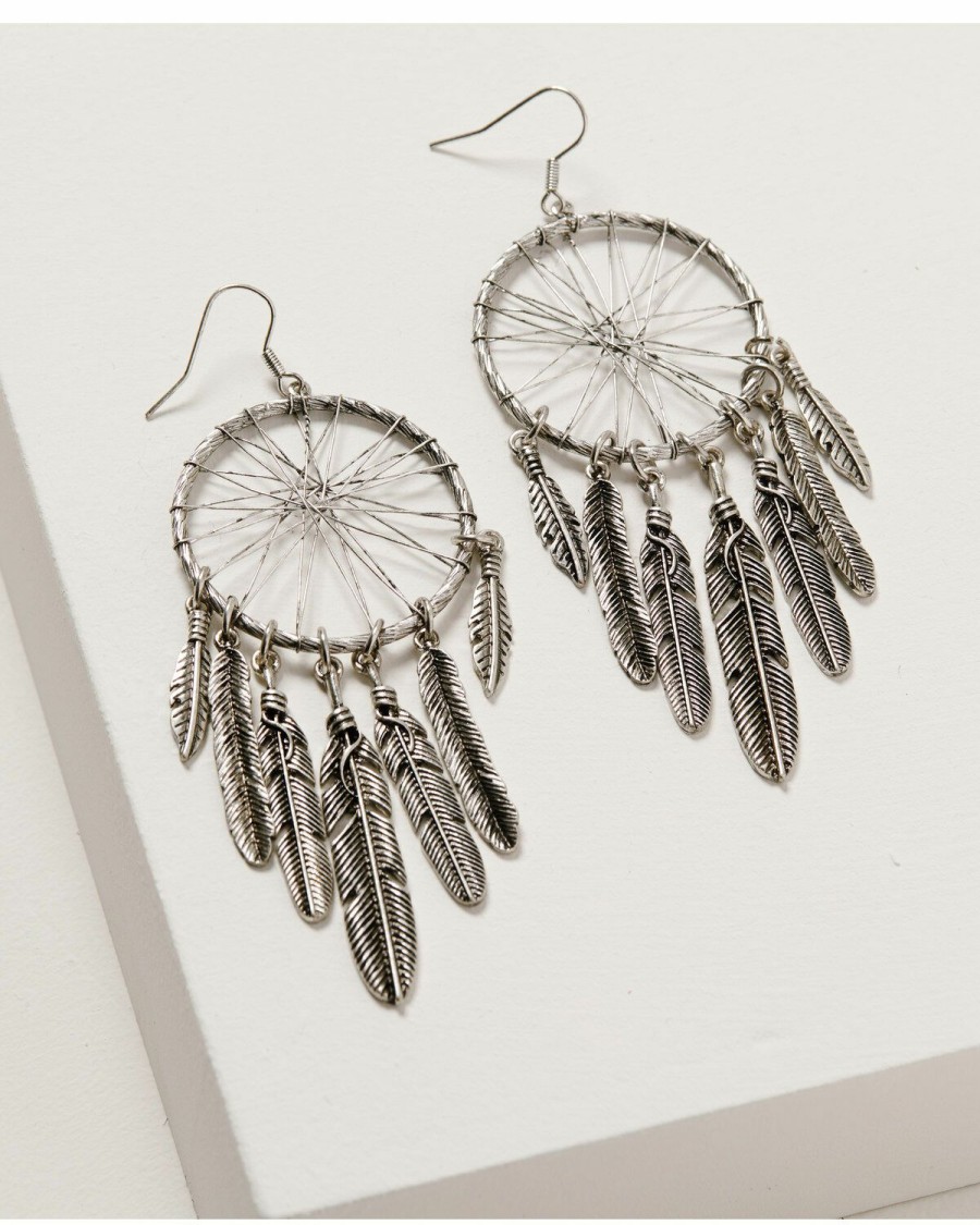 Women * | Special Offers Shyanne Women'S Wild Soul Dreamcatcher Fringe Hoop Earrings