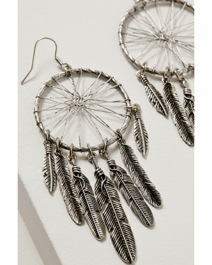 Women * | Special Offers Shyanne Women'S Wild Soul Dreamcatcher Fringe Hoop Earrings