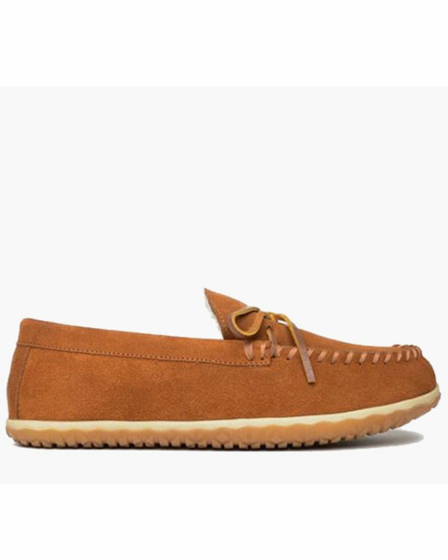 Men * | New Threads Minnetonka Men'S Brown Taft Slippers Moc Toe