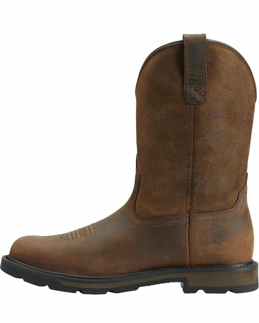 Men * | Hot Sell Ariat Groundbreaker Pull-On Work Boots Round Toe