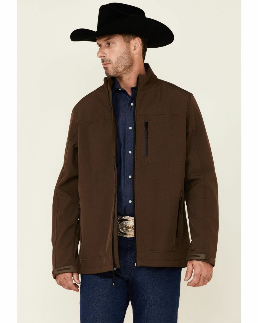 Men * | Bestsellers Cody James Core Men'S Solid Brown Steamboat Zip-Front Bonded Jacket Big & Tall