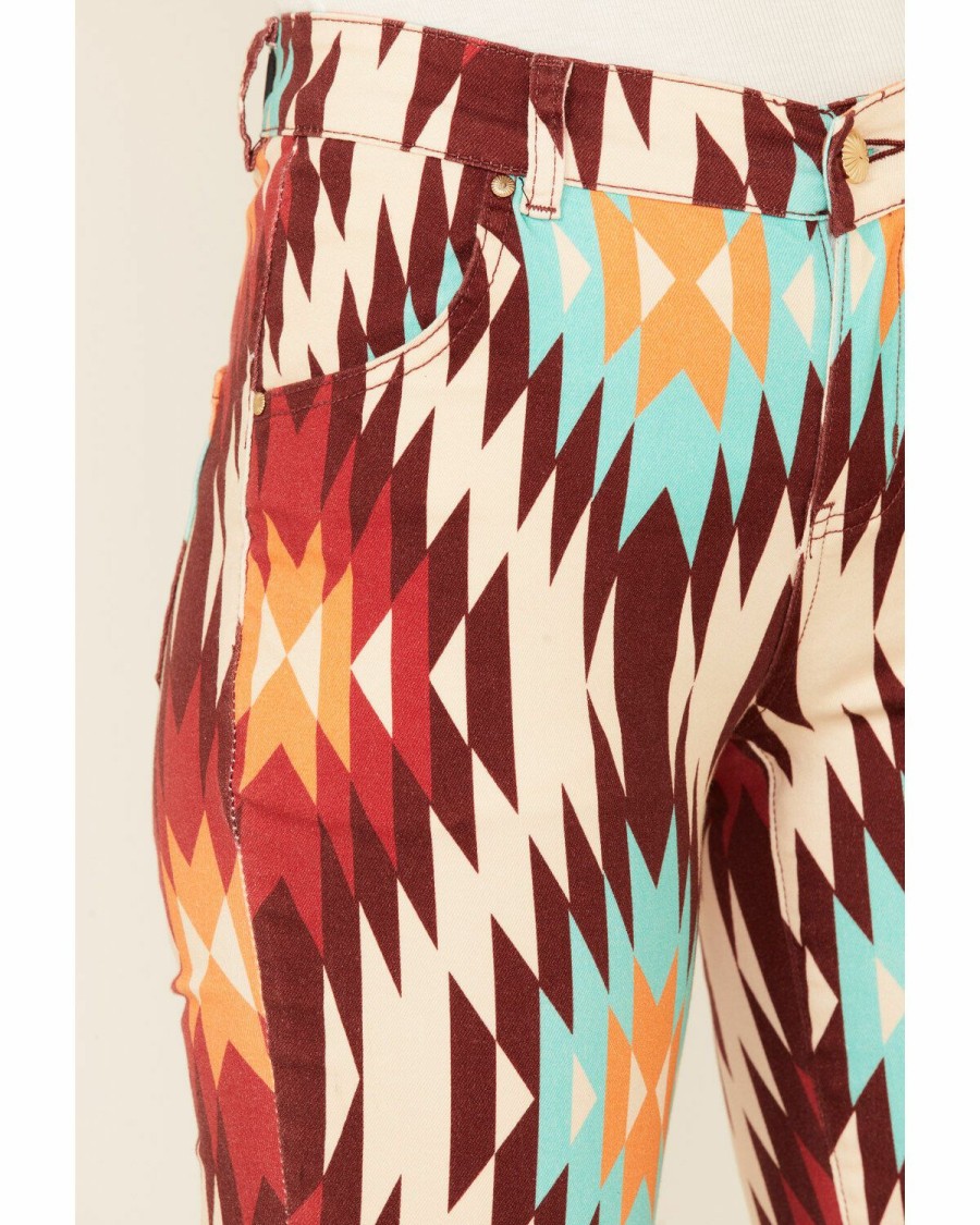 Women * | Special Offers Ranch Dress'N Women'S Southwestern Print Super Flare Leg Jeans