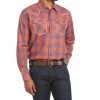 Men * | Hot Selling Ariat Men'S Fr Bronson Retro Plaid Long Sleeve Snap Work Shirt Big