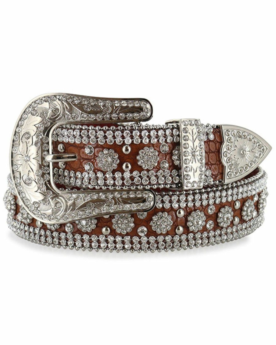 Women * | Shyanne New Angel Ranch Women'S Rhinestone Faux Gator Belt