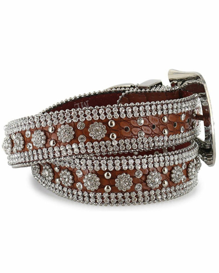 Women * | Shyanne New Angel Ranch Women'S Rhinestone Faux Gator Belt