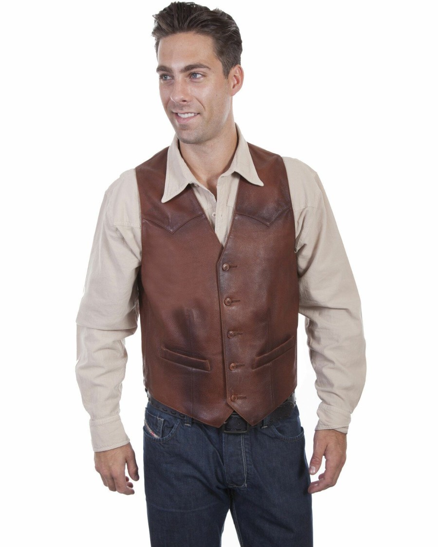 Men * | Sale Online Scully Men'S Classic Western Leather Vest