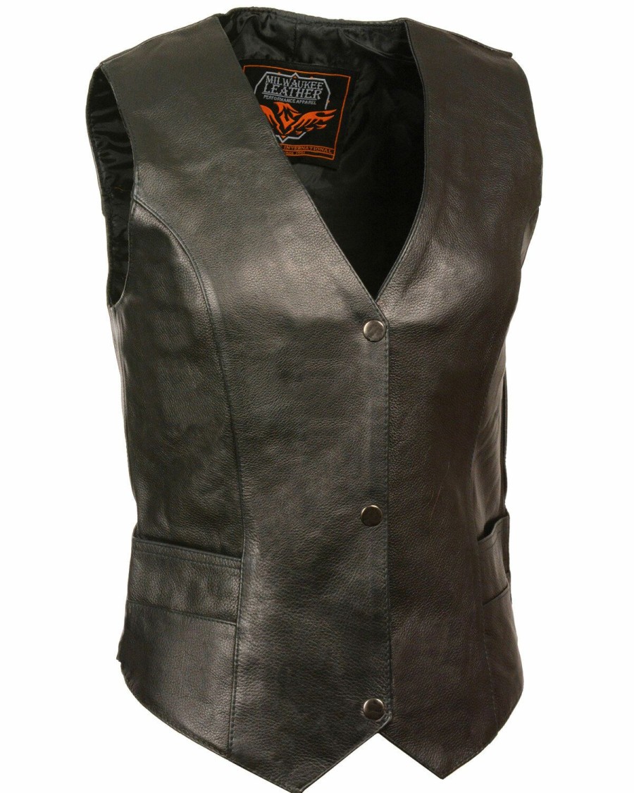 Women * | Cut Price Milwaukee Leather Women'S Classic Snap Front Vest 4X