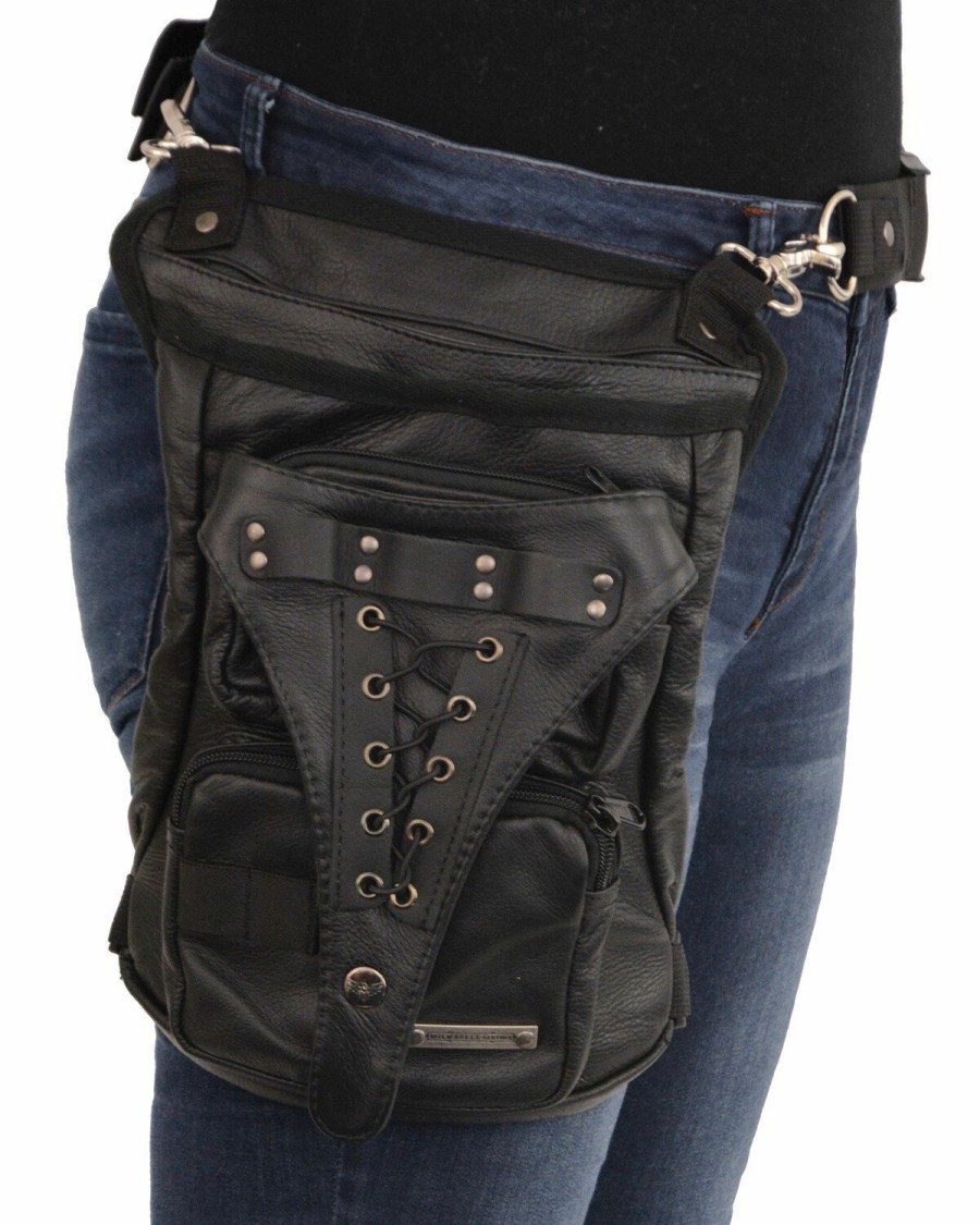 Men * | Hot Sell Milwaukee Leather Conceal & Carry Waist Belt Thigh Bag