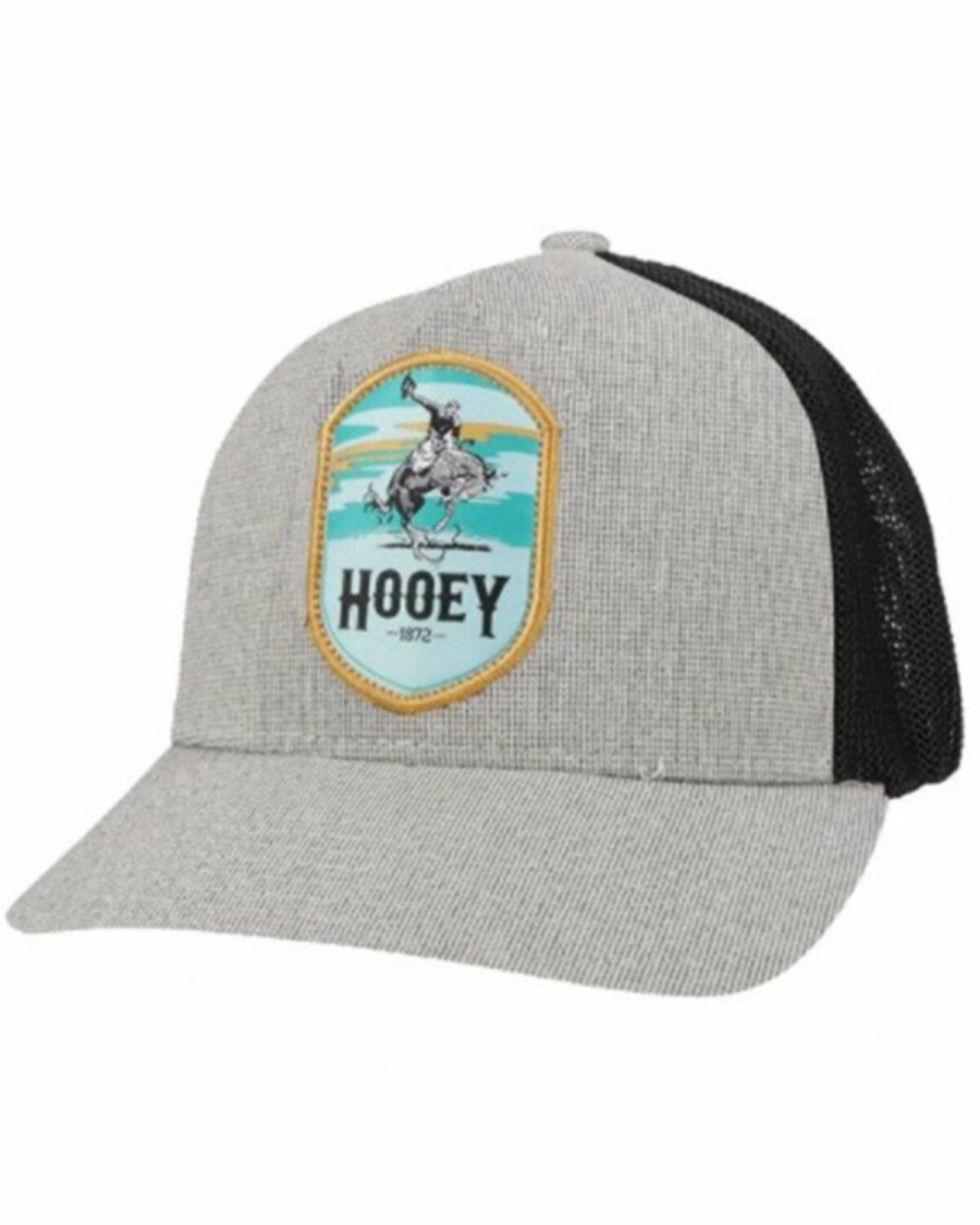 Men * | Sale Online Hooey Men'S Grey & Black Cheyenne Logo Mesh-Back Flex Fit Ball Cap