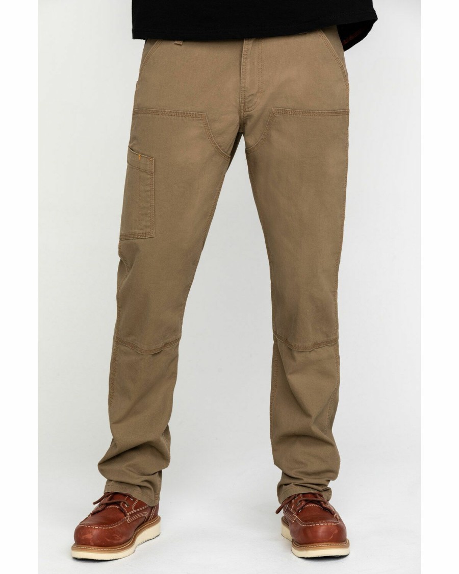 Men * | Official Ariat Men'S Khaki Rebar M4 Made Tough Durastretch Double Front Straight Work Pants Big